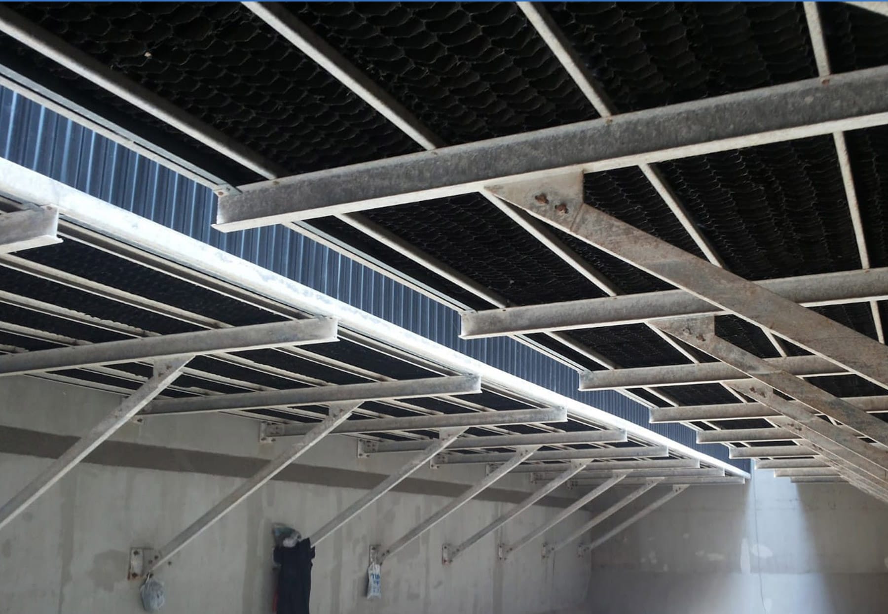 Galvanized lamella trough support steel inside the 10th of Ramadan plant