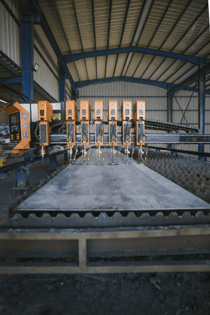 CNC plate cutting machine with 16 m x 4 m bed at SMI steel fabrication workshop, Alexandria, Egypt